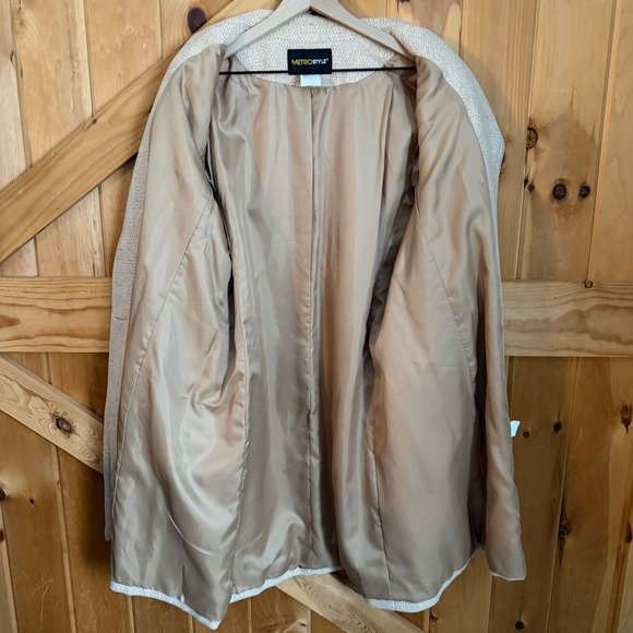Metrostyle Beige Tweed Wool Blend Coat Blazer Size 20 - Picture 7 of 10